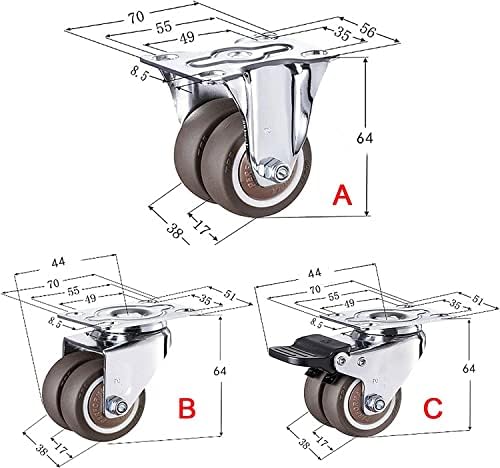 Morices Cutters 1,5 pol/40mm roda giratória de borracha de roda dupla, rúpor