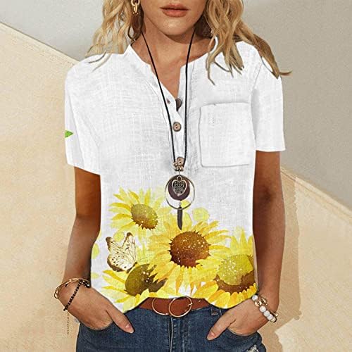 Tops de verão para mulheres casuais de manga curta camisetas de verão blusas lisadas de algodão