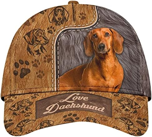 Amor dachshund cão couro clássico boné marrom dachshund boné de beisebol cão de beisebol clássico chapéu de beisebol boné