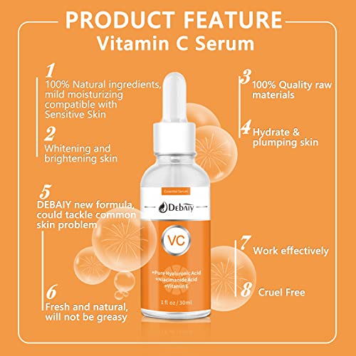 Soro de ácido hialurônico para face e hidratante facial de vitamina-C orgânico