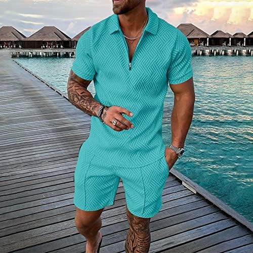 Mens Summer Tracksuits Sets Streting Quarter Bourning Polo Sweatslows for Men Graphic Print Lapeel Fashion Golf Shirts Suits