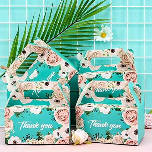 WAPAHOLIC 24 PACK Agradece caixas de tratamento - Blue Boho Floral Design Cardboard, perfeito para casamento, aniversário, comemoração