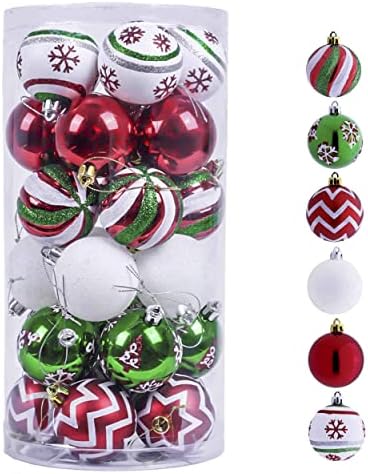 Valery Madelyn Christmas Ball Ornaments Paccled | Verde vermelho branco 30ct 60mm, 9ct 100mm, 50ct e 155ct Bolas de natal à prova de quebra para decoração de árvores de Natal