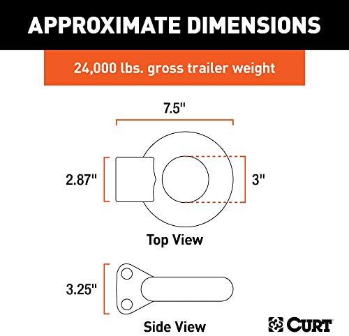 Curt 48660 Raw aço de aço Hitch Lunette Ring ID de 3 polegadas, 24.000 libras, montagem de canal necessária