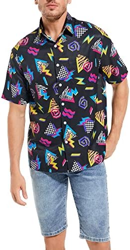 Camisas para homens 80s Hawaiian Up Shirt 90s Retro Disco Funny Party Cirches