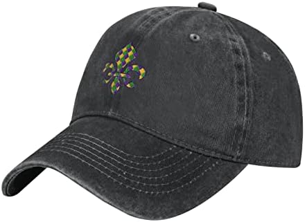 Capto de beisebol de algodão Mardi-Gras-Fleur-de-Lis Hat Hat Hat Hat Crucker Ajuste Estilo UniSex Headwear Black