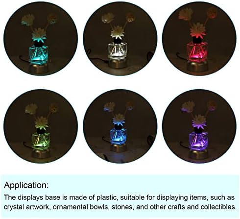 Patikil LED exibe a base Base Stand White Light 6x4x2.8cm alimentado por 3 baterias AAA Tom de prata para o pacote de decoração de arte de cristal de vidro de 2