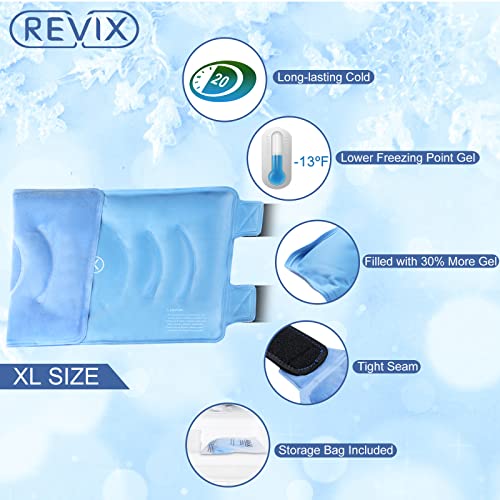 Revix Knee Ice Pack Pack e XL Reutilable Gel Cold Pack para alívio da dor no joelho, terapia a frio para homens e mulheres, ferimentos, inchaço, contusões e cirurgia de reposição