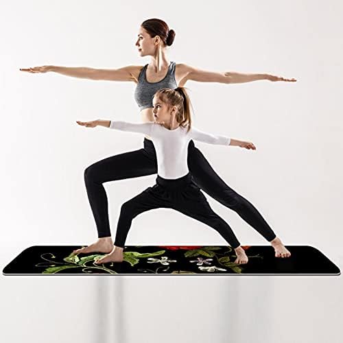 Exercício e fitness de espessura sem escorregamento 1/4 tapete de ioga com uvas de flores estampa de balck para yoga