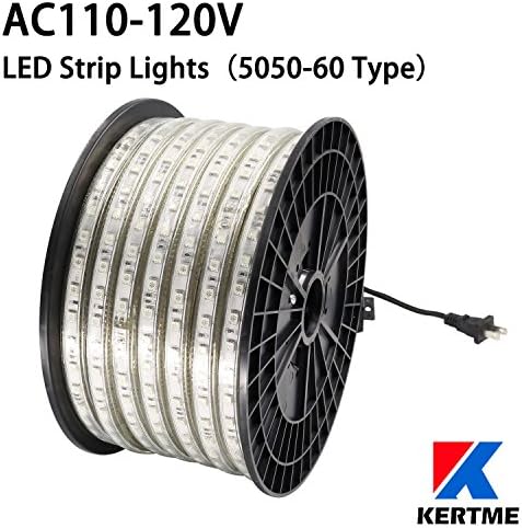 KERTME 5050-60 TIPO AC 110-120V RGB LUZES LED LED LED, Luz de corda LED flexível/impermeável/diminuído/multi-colorido/multi-modos