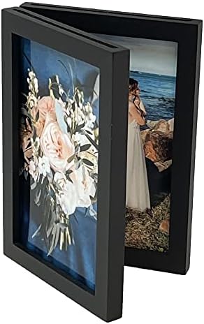 UpiFrame rotativo quadro de imagem 4x6 História de mesa preta contando com armação de armação de arames exibe 4 imagens em um espaço de 2 quadros 2 quadros de dupla fita Presente Home e Decoração de Escritório