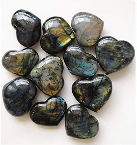 Cristal de Labradorita Natural Loveliome, 2,2-2-2,5 polegadas de forma irregular de coração reiki chakra cura decoração de casa