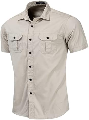 Camisetas de ginástica de verão homens homens à prova de sol da camisa de pesca de manga curta de manga curta de botão de carga legal para baixo