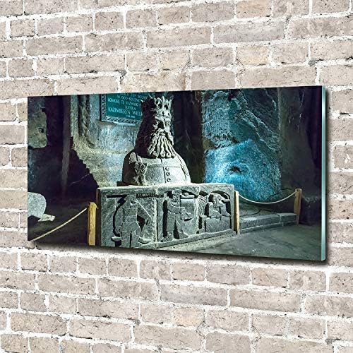 Tulup Glass Picture Wall Art - 55.12x27,56 polegadas / 140x70 cm - Decoração de vidro temperado - Impressão para quarto de sala - Imagem de vidro endurecido - Arte da parede de vidro - Wieliczka Salt Mina