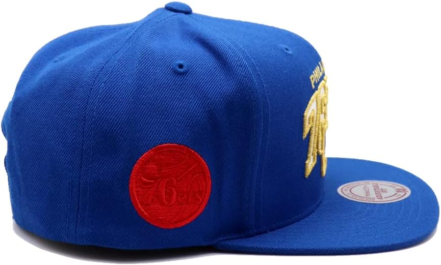 Mitchell e Ness Philadelphia 76ers New July Arch Flag Blue Red Era Snapback Hat Top Bap