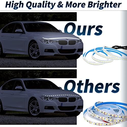 Luzes de tira LED de carro, tira de luz de capuz LED de carro externo 59/70 polegadas