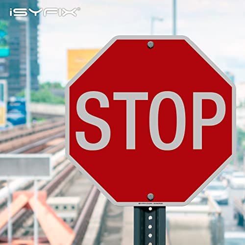 Isyfix Stop Set Sign Refletor Aluminium - 12 x 12 polegadas, 1 pacote - tráfego de rua, aviso lento, laminado, UV, clima, arranhão