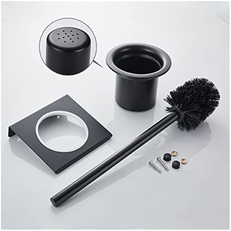 Aconteiro de aço inoxidável porta -escova de vaso sanitário montado na parede preto, suporte de escova de vaso sanitário para mobília