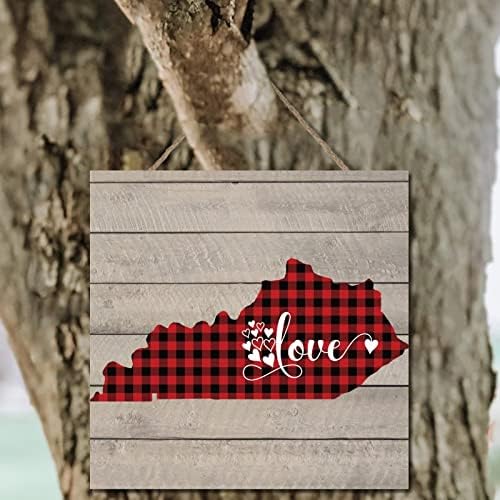 Placa de madeira Dia dos Namorados Ame Estado Estado Kentucky Wood Sinais