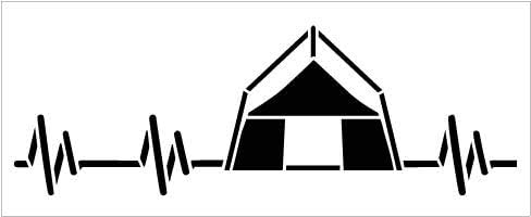 Estêncil de batimento cardíaco de acampamento por Studior12 | Modelo Mylar reutilizável | Pintar placar de madeira | CRATURA DA TENDADE RUSTIC NATURA GEME - FAMÍLIA - AMIGO | Decoração de casa ao ar livre DIY | Selecione o tamanho