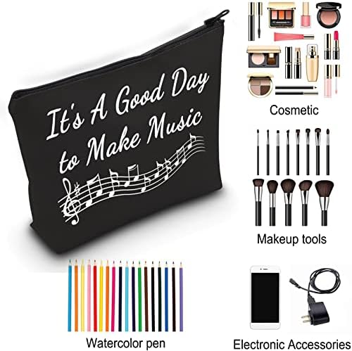 ZJXHPO Music Lover Gift Music Professor Makeup Zipper Touch Bag, é um bom dia para fazer da música Cosmetic Bag Kit de Sobrevivência