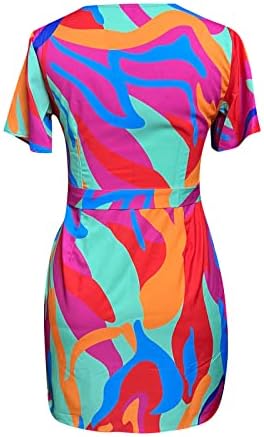 Vestidos de verão para mulheres 2023 Casual Casual Ruffle Ruffle Leveless Beach Mid Solted Color Solid Soll V Neck Discution