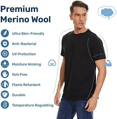 Merinnovation Merino Wool T-shirt de lã curta de manga curta camiseta atlética Camada de base
