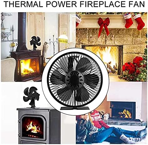 Fan de lareira preta de Uongfi 6 fogão a calor do ventilador de fogão a madeira queimador de madeira Eco amigável Distribuição de calor do ventilador silencioso com capa de fã de calor