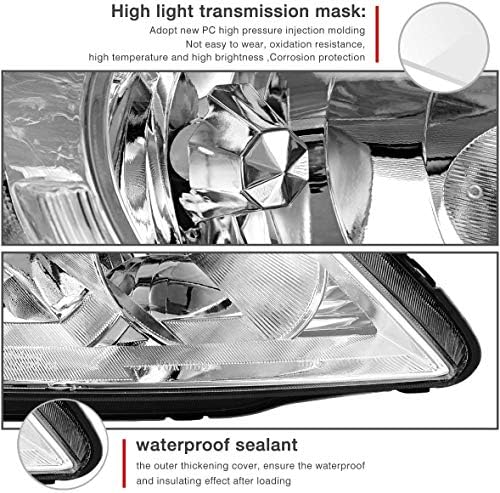 Como assembléia de Headliaght compatível com 2004-2005 Honda Civic Chrome Housing Amber Reflector e lado do passageiro