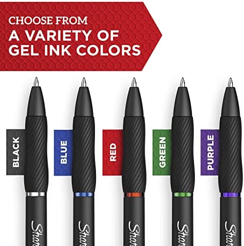 Sharpie S-gel, canetas de gel, ponto médio, caneta em gel de tinta preta, 12 contagem e S-gel, canetas de gel, ponto médio, cores