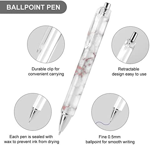 Pens de caneta de caneta de caneta de ouro rosa de mármore branco caneta de trabalho retrátil para homens presentes