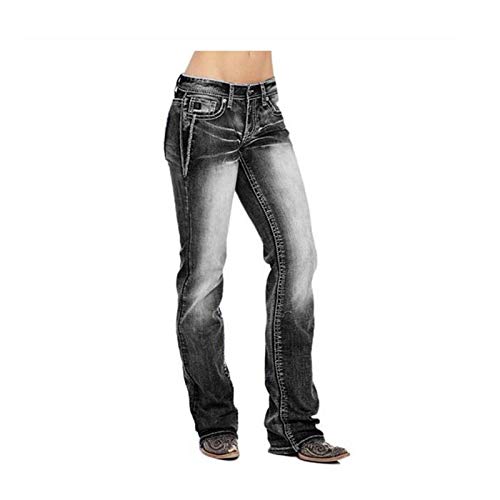 Jeans de bootcut de bootcut femininos genéricos se encaixam no meio da ascensão jeans jean de jeans de jeans de jeans com bolsos de calças longas magras