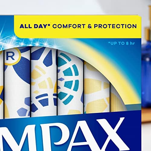 Tampax Pearl Plástico tampões sem perfume, absorção regular, azul, 18 contagem
