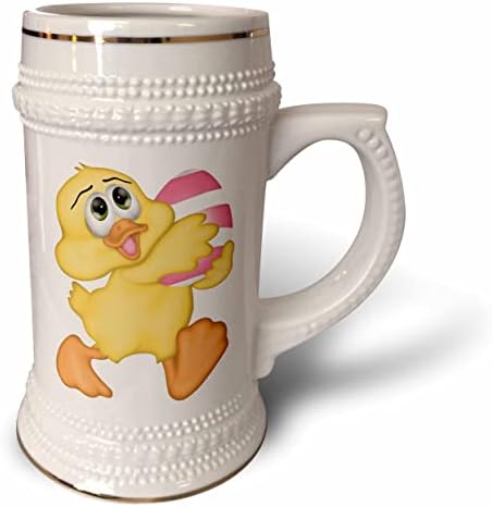 3drosrose fofo pato amarelo com ovo de páscoa rosa e branco Ilustração - 22 onças de caneca