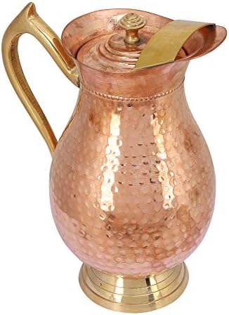 Sisnais Impex Copper Royal Jug, jarro de água para beber, decoração de cozinha ou vaso, jarro saudável, jarros, antiguidade