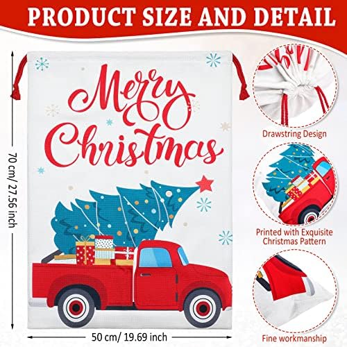 Bolsas de Natal grandes 19 x 27 polegadas Bolsa de presente de estopa de Natal com fechamento de cordão, carro vermelho