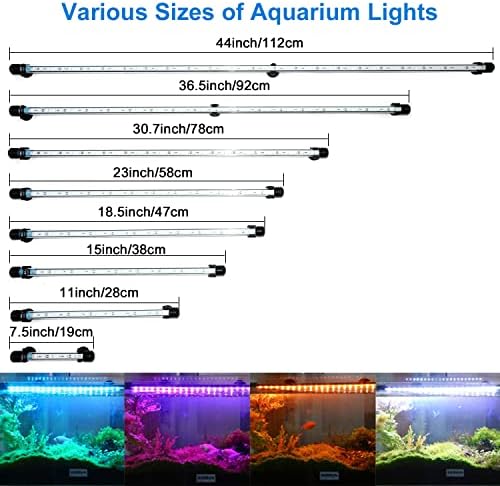 Varmhus LED Light Aquarium, luz do tanque de peixes com controlador remoto e controle de aplicativos, cores de espectro completo de bricolage e tempo inteligente e escurecimento, 29 modos de luz e 4 modos de controle musical 18LEDS-RGB 15 ''