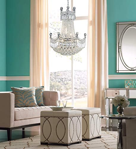 Bestier Modern Pingente Chandelier Crystal Rain Trop Iluminação Lâmpada de luminária de luminária para sala de jantar quartel da sala de estar 9 e12 lâmpadas necessárias D20 em x H30 em