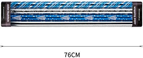 Rolo de papel de embrulho de natal wrapaholic - floco de neve azul e prata e listra com brilho de folha metálica - 4