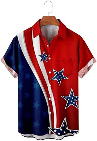 BMISEGM Summer Men Shirt Mens Independence Day Flag 3D Impressão digital