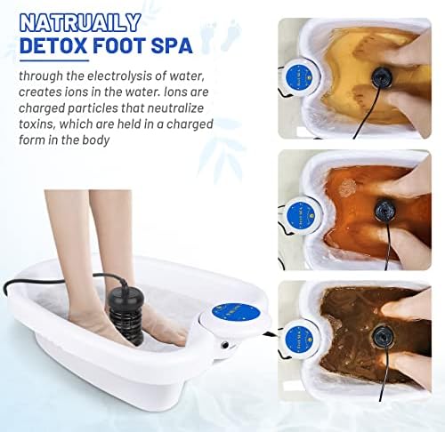 Lecuag mais novo Ionic Foot Spa Detox Machine Ion Detox Foot Machine, sistema de limpeza de banheiro de spa de pé de pés iônicos com 100 forros, 2 matrizes fortes