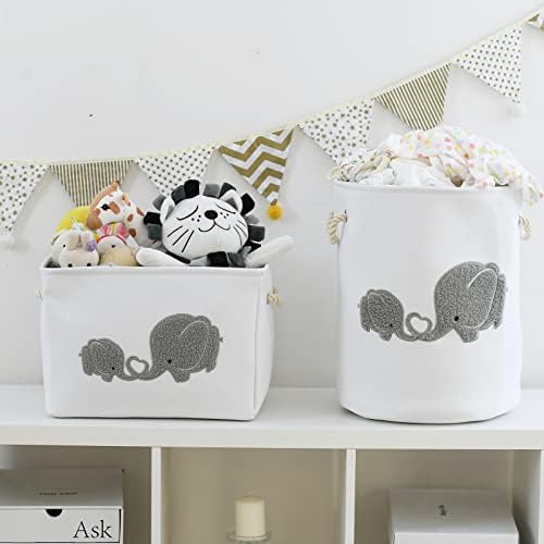 Cesto de bebê de elefante inough, cesta de lavanderia grande cesto de roupa para meninos e meninos, cesto de armazenamento infantil, organizador de armazenamento de brinquedos para bebê, cesto de berçário, decoração para casa para sala de reprodução de sala de estar sala