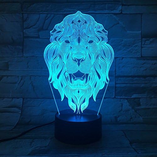 Molly Hieson 3D Lion Tiger Night Light Light USB Touch Decor Decor Tabelha Lâmpadas de ilusão de óptica 7 Luzes de alteração