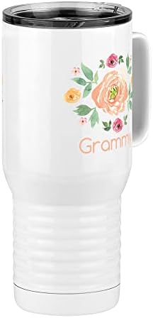 Tão tão chique para o Grammy Flowers Tumbler, caneca de café de viagem com maçaneta e tampa deslizante, camelo polar branco de 20