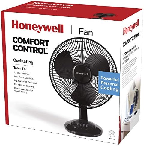 Honeywell Comfort Control Table Ostilating Fan Ajustável Cabeça de inclinação com 3 velocidades e grelha removível