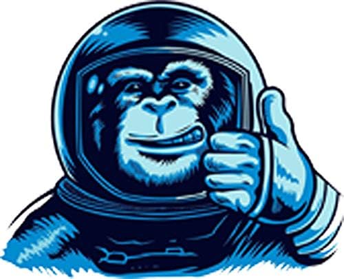 Astronauta de Macaco Blue Chimpanzee Blue, dando um polegar para o desenho animado Vinil adesivo