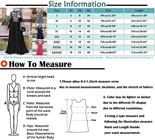 Vestido Mobctg Plus Size para mulheres, Mulheres Vestido Muçulmano Kaftan Árabe Jilbab Abaya Islâmico Costura Maxi Dress, S-5xl