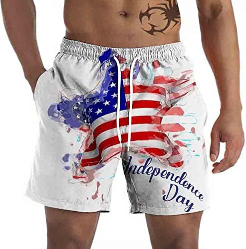Shorts de ginástica de verão bmisegm para homens de praia masculina shorts casuais 3d de julho Padrão de bandeira retro praia