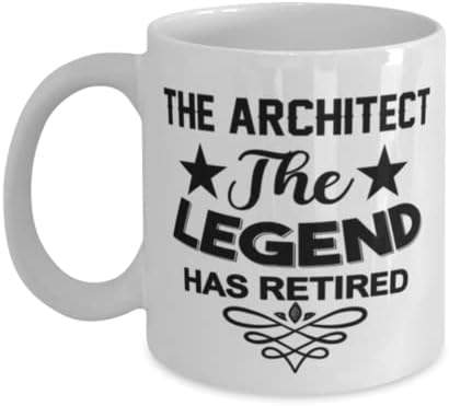 Arquiteto MUG, The Legend se aposentou, idéias de presentes exclusivas para arquiteto, copo de chá de caneca de café branco