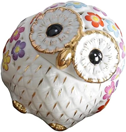 Caixa de jóias de coruja de coruja de coruja cerâmica da tomada: Caixa de armazenamento Big Eyes Coruja Ornamento de bugiganga decorativa com arredores de jóias de jóias de jóias